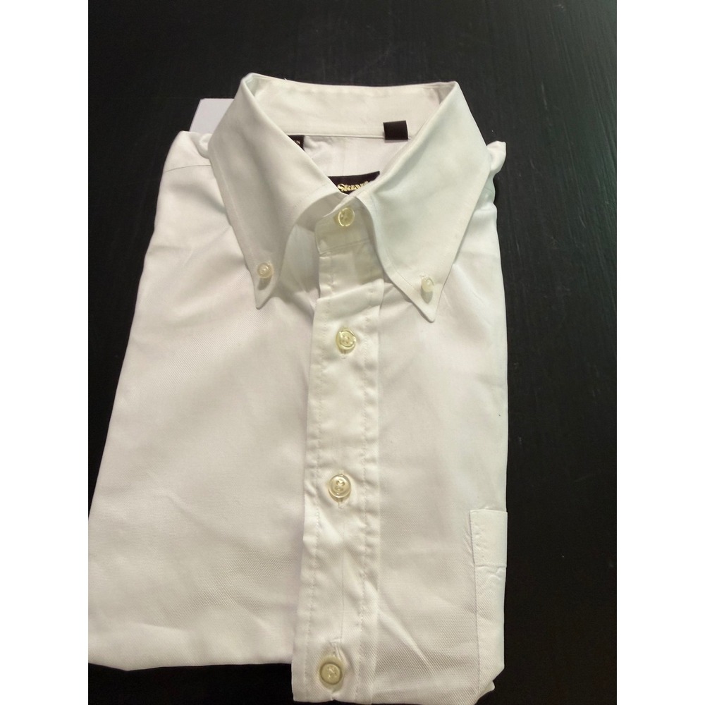 Paul Stuart Mens White Cotton Oxford Button Down Shirt 17 34 Made in Canada